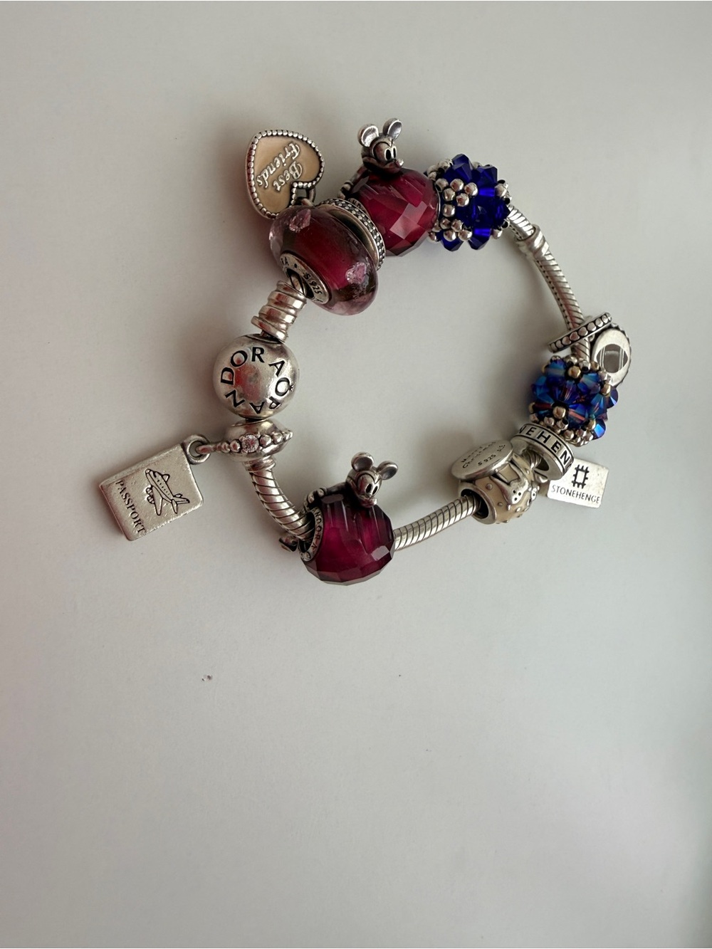 Pandora Silver Bracelet with Purple and Blue Beads - Picture 5 of 5